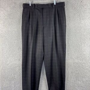T Harris Wool Dress Pants‎ Mens 36 Gray Plaid Business Casual Office Wedding